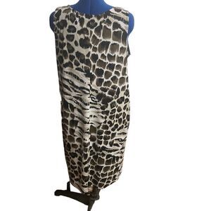 MAGGIE BARNES Women’s‎ Animal Print Shift Dress Stretch Size 0X-16W Multicolored
